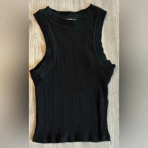 Zara Black Ribbed Cut Out Tank Top